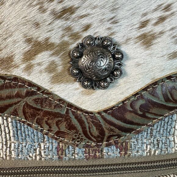 Myra Backpack Hair Hide Canvas weave tooled Leather Aztec Perfect Western main image 12